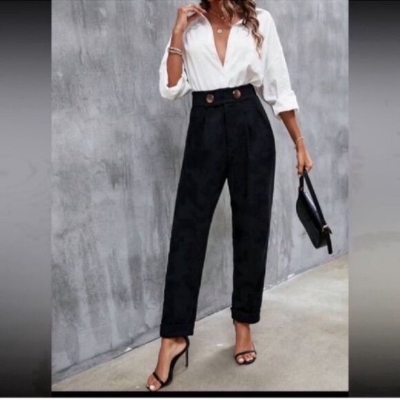 Elegant High Waist Button Detail Suit Pants Size XS - Picture 9 of 11